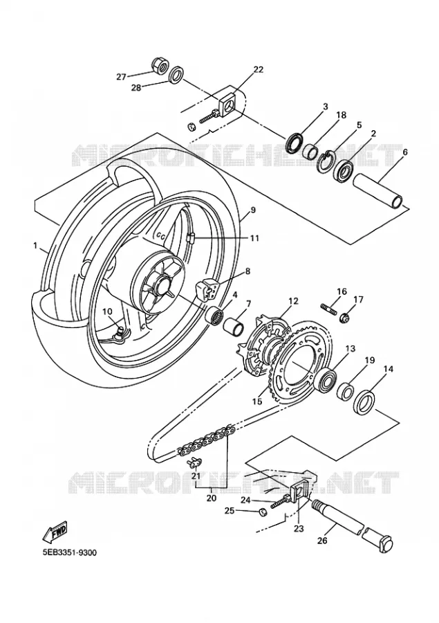 REAR WHEEL Yamaha MOTO 600 2001 R6  YZF-R6