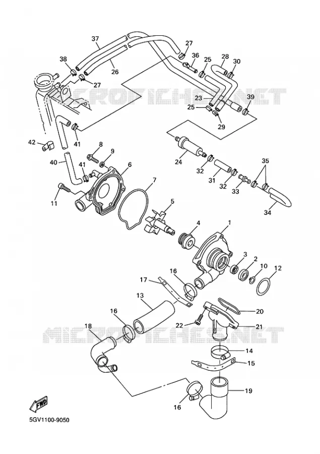 WATERPUMP / HOSES Yamaha MOTO 600 2001 R6  YZF-R6