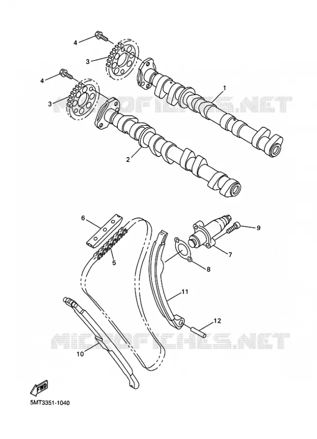 CAMSHAFT / TIMING CHAIN Yamaha MOTO 600 2002 R6  YZF-R6