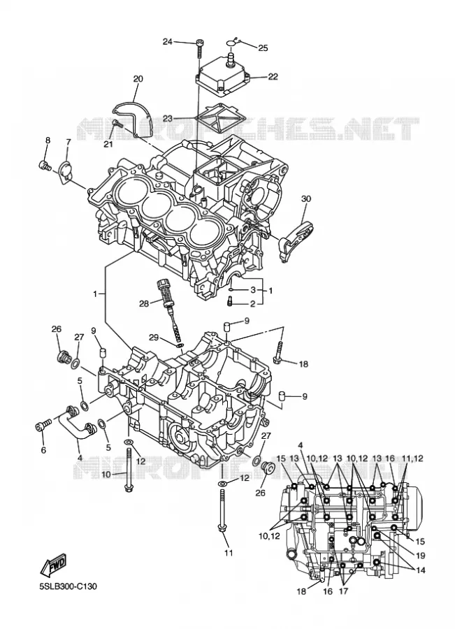 CRANKCASE Yamaha MOTO 600 2004 R6  YZF-R6