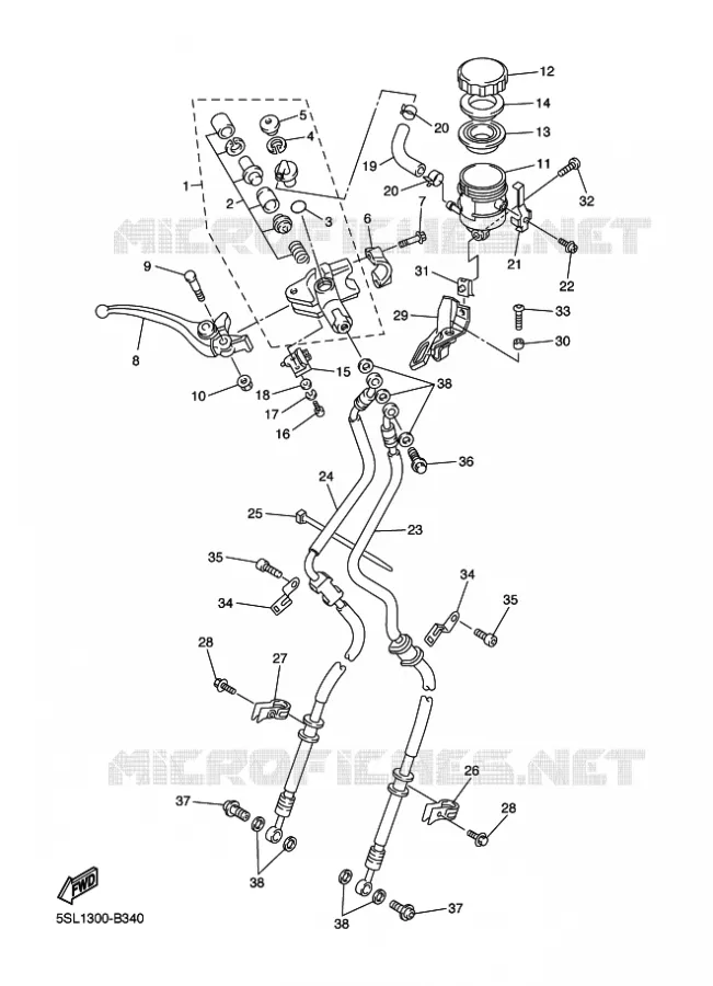 FRONT BRAKE MASTER CYLINDER Yamaha MOTO 600 2004 R6  YZF-R6