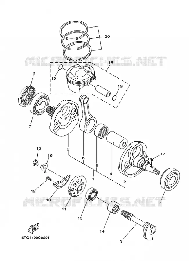 CRANKSHAFT / PISTON Yamaha QUAD 450 2005 YFZ  YFZ450