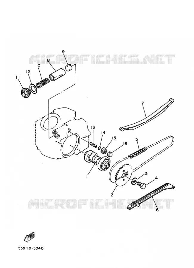CAMSHAFT / TIMING CHAIN Yamaha QUAD 50 2008 RAPTOR  YFM50