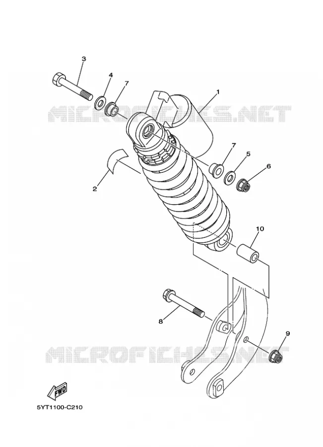 REAR SHOCK ABSORBER Yamaha QUAD 350 2005 RAPTOR  YFM350