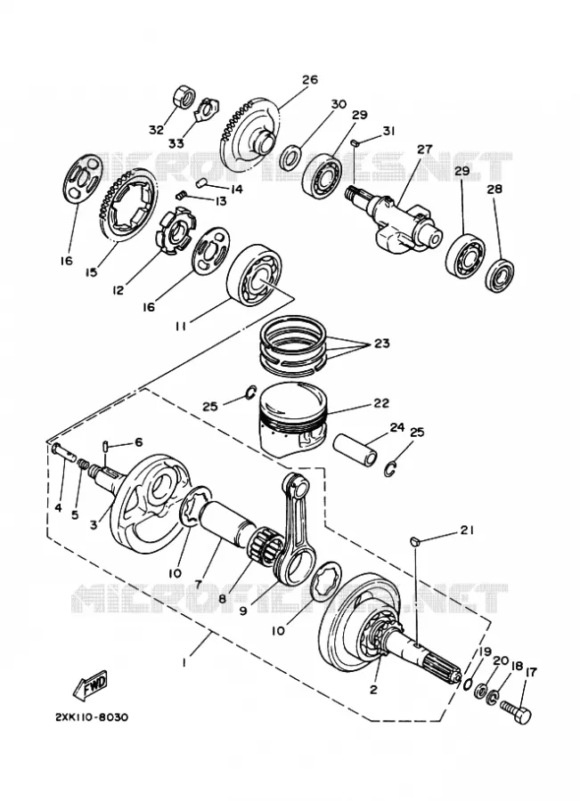 CRANKSHAFT / PISTON Yamaha QUAD 350 2007 RAPTOR  YFM350