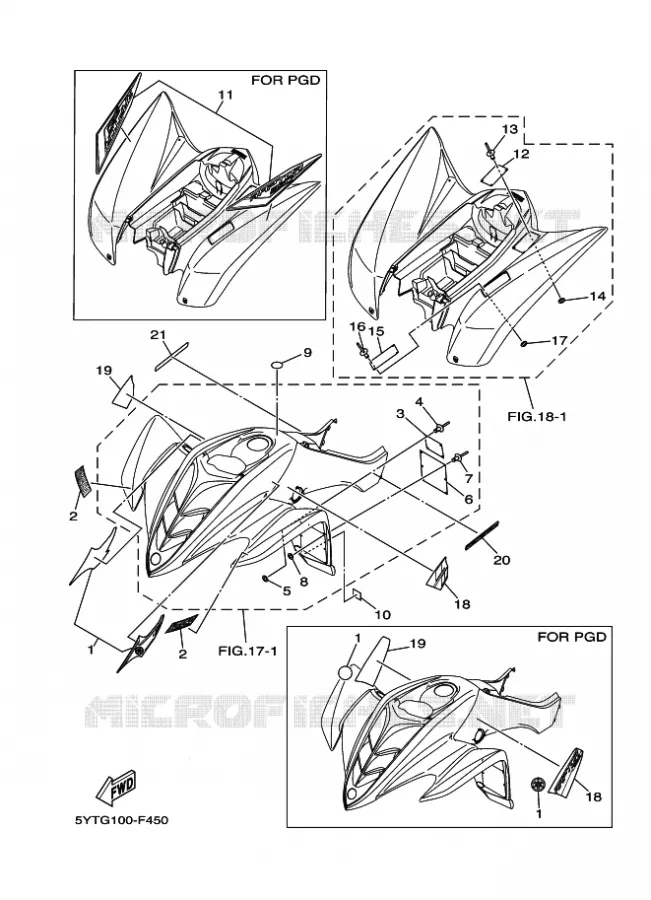STICKER / LABEL 3 Yamaha QUAD 350 2007 RAPTOR  YFM350