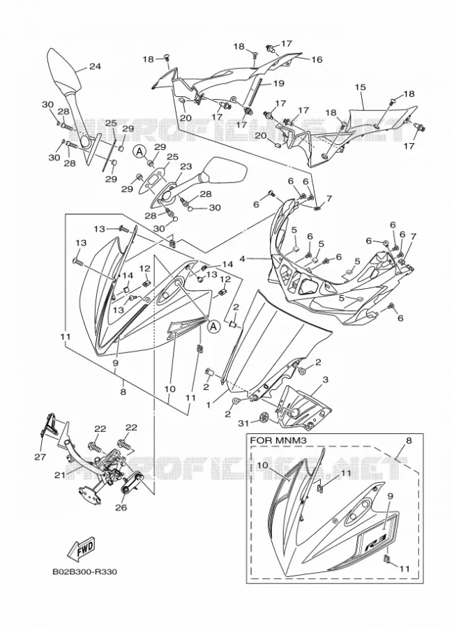 WINDSCREEN Yamaha MOTO 300 2016 R3  YZF-R3A