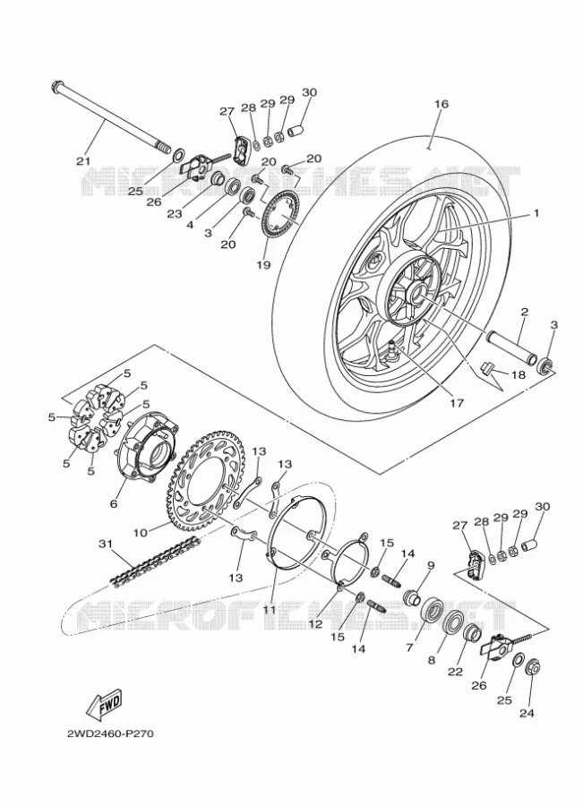 REAR WHEEL Yamaha MOTO 300 2016 R3  YZF-R3A