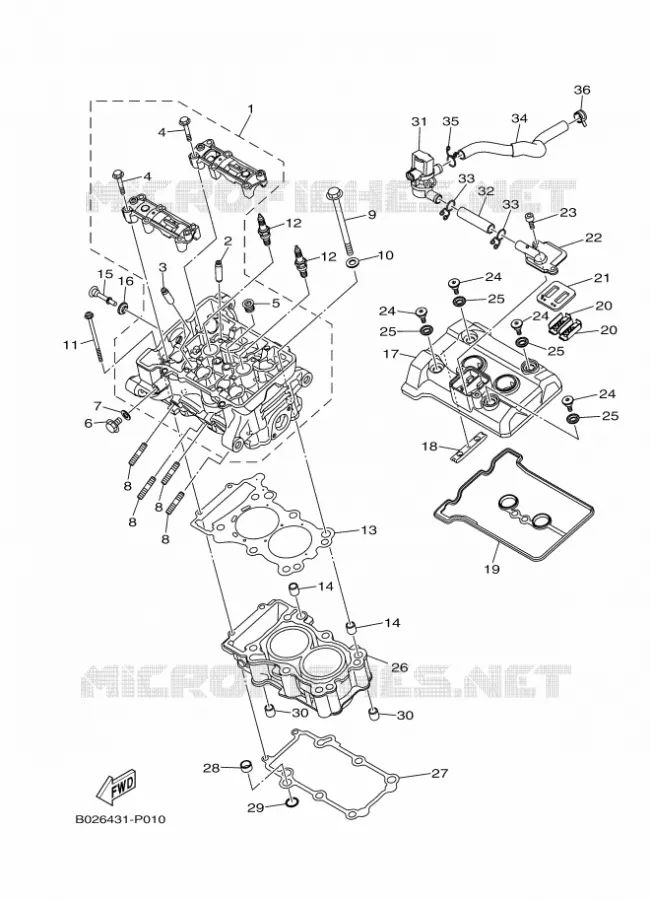 CYLINDER HEAD  Yamaha MOTO 300 2016 R3  YZF-R3A