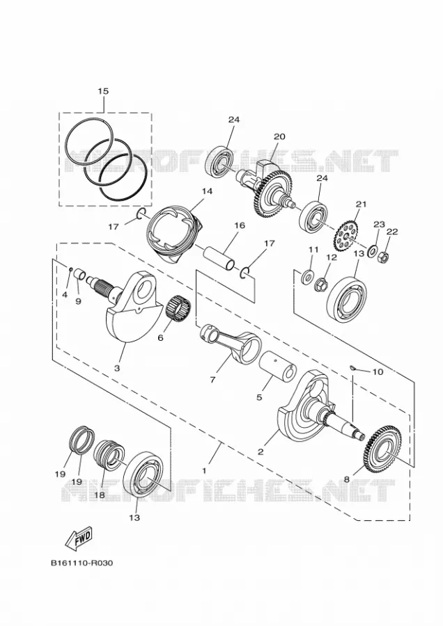 CRANKSHAFT / PISTON Yamaha QUAD 700 2017 GRIZZLY  YFM700FWAD