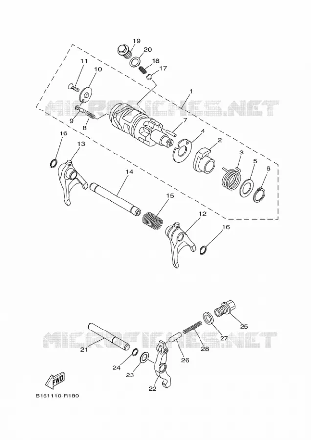 GEAR SHIFT SELECTOR DRUM / FORKS Yamaha QUAD 700 2017 GRIZZLY  YFM700FWAD
