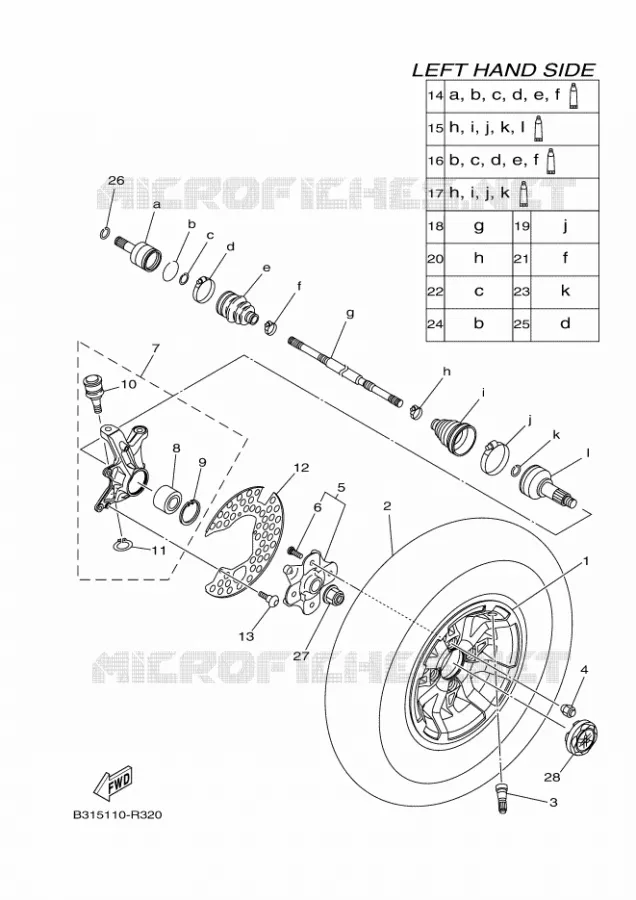 FRONT WHEEL Yamaha QUAD 700 2017 GRIZZLY  YFM700FWAD