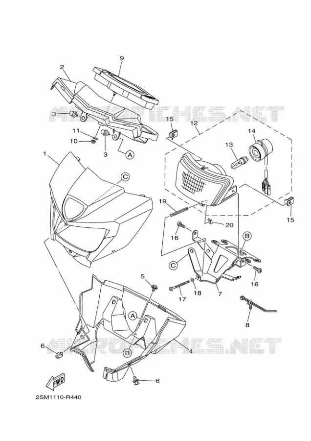 HEADLIGHT 2 Yamaha QUAD 700 2017 GRIZZLY  YFM700FWAD