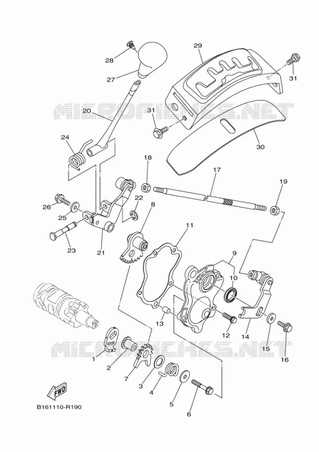 GEAR SHIFT SHAFT / LEVER Yamaha QUAD 700 2017 GRIZZLY  YFM700FWAD