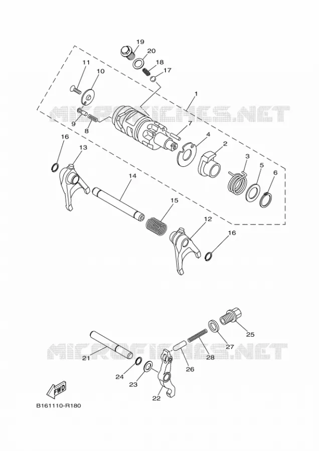 GEAR SHIFT SELECTOR DRUM / FORKS Yamaha QUAD 700 2017 KODIAK  YFM700FWBD