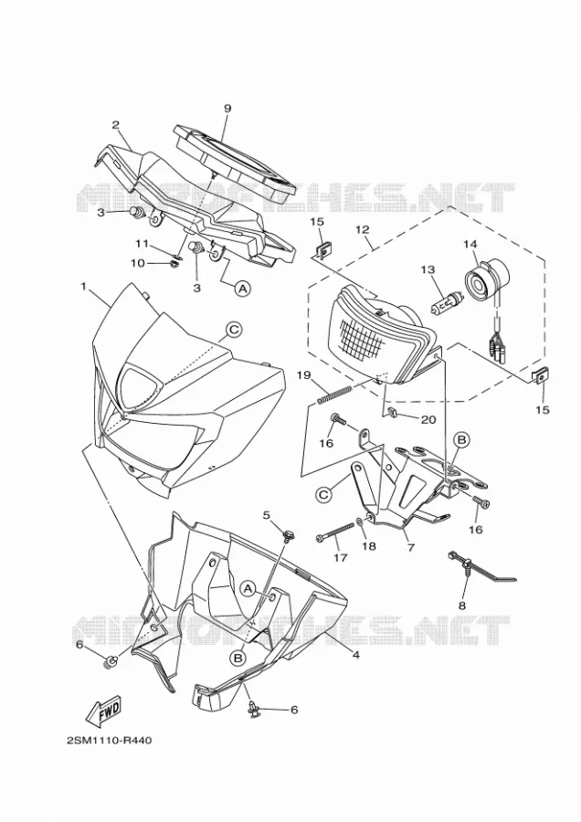HEADLIGHT 2 Yamaha QUAD 700 2017 KODIAK  YFM700FWBD