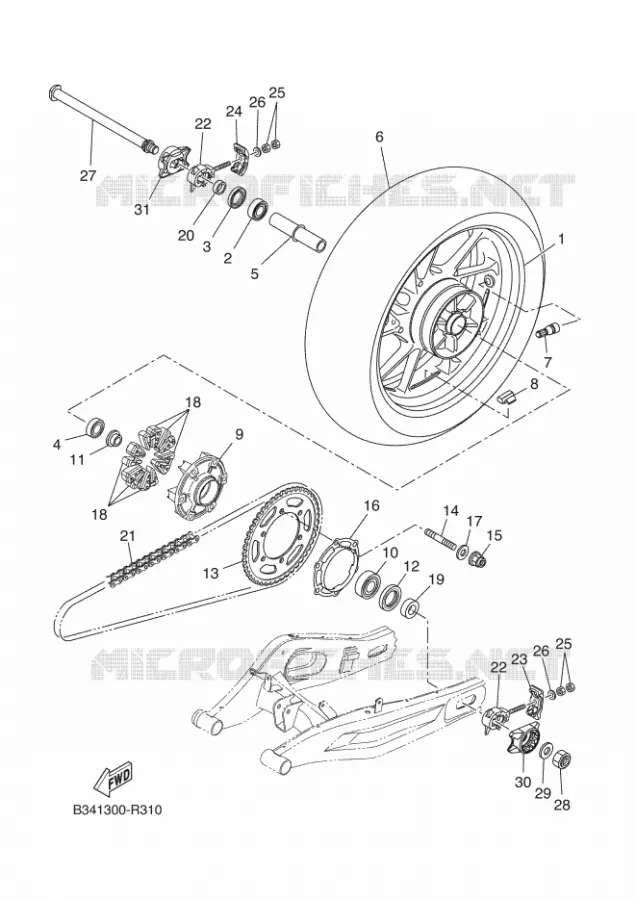 REAR WHEEL Yamaha MOTO 690 2017 XSR  MTM690-U