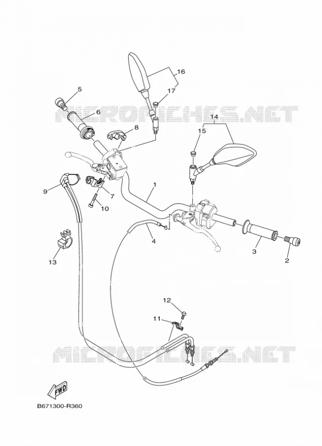 HANDLEBAR & CABLES Yamaha MOTO 1000 2016 MT  MTN1000