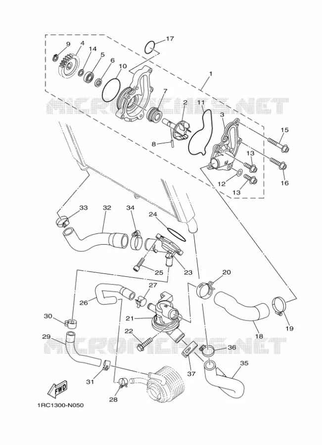 WATERPUMP / HOSES Yamaha MOTO 900 2016 MT  MT09