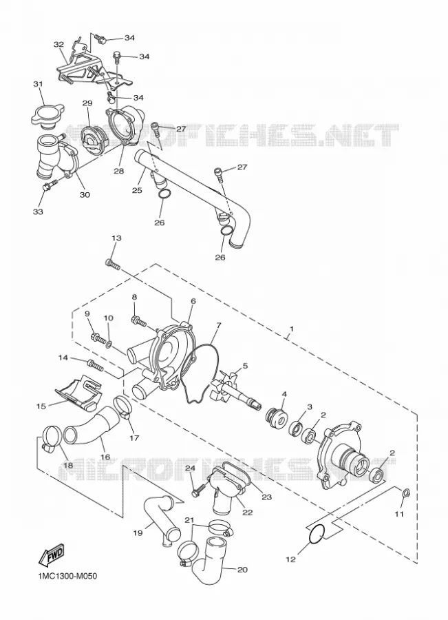 WATERPUMP / HOSES Yamaha MOTO 1300 2016 FJR  FJR1300-AS