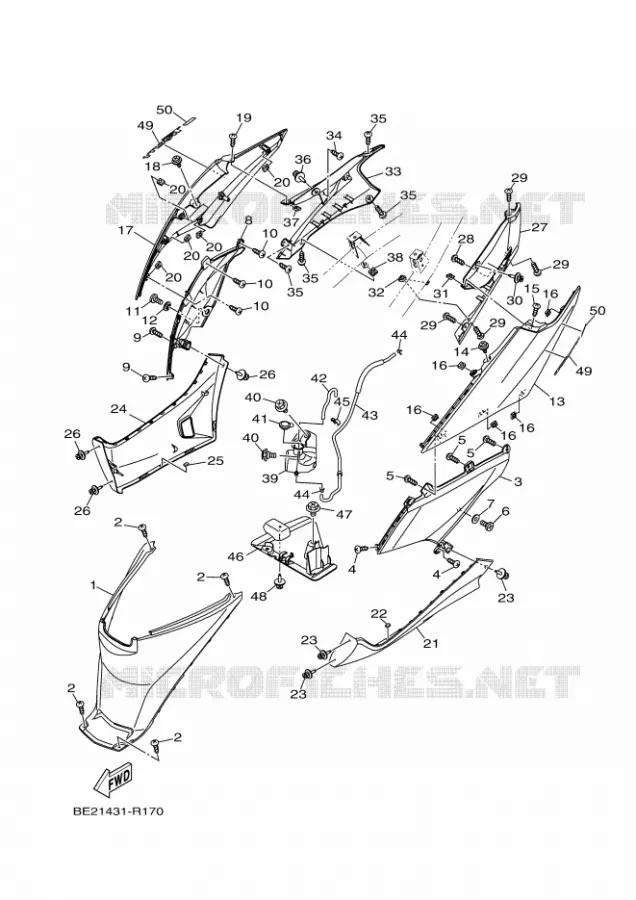 SIDE COVER Yamaha SCOOTER 150 2016 TRICITY  MWS150-A