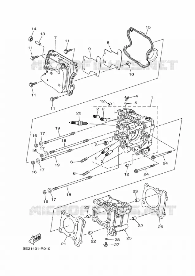 CYLINDER HEAD  Yamaha SCOOTER 150 2016 TRICITY  MWS150-A