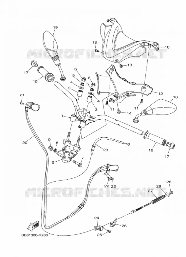 HANDLEBAR & CABLES Yamaha SCOOTER 150 2016 TRICITY  MWS150-A