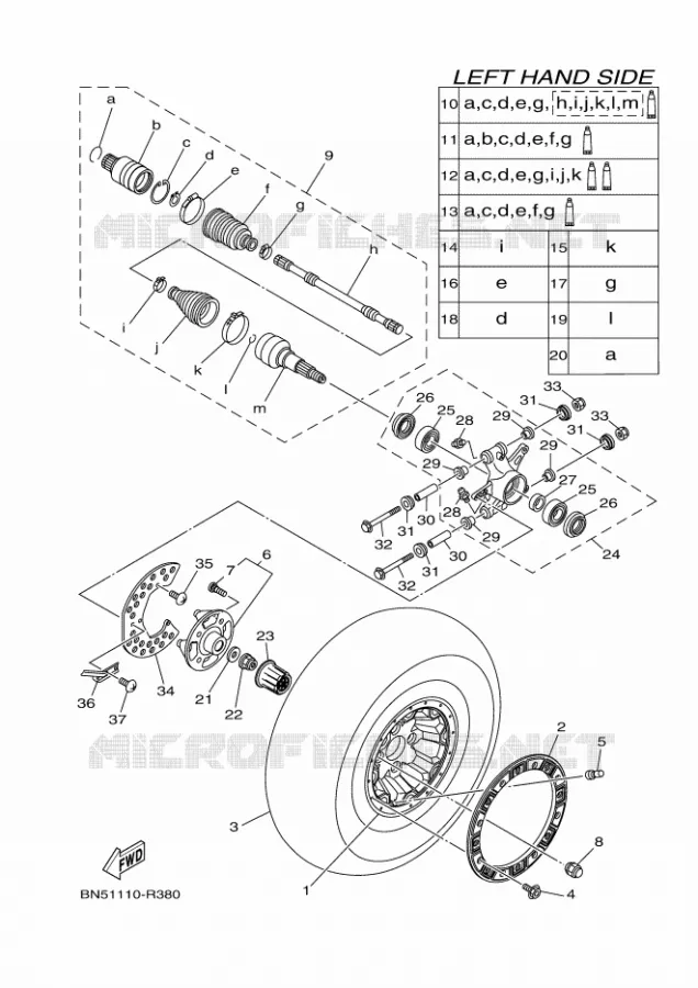 REAR WHEEL Yamaha SIDE BY SIDE 700 2016 WOLVERINE  YXE700ES