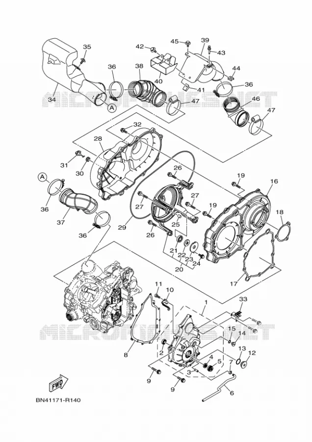 COVER - ENGINE 1 Yamaha SIDE BY SIDE 700 2017 WOLVERINE  YXE700ES