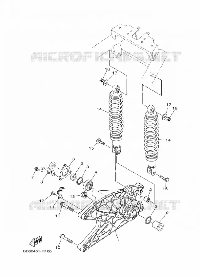 SWINGARM / SHOCK ABSORBER Yamaha SCOOTER 125 2017 TRICITY ABS  MWS125-A