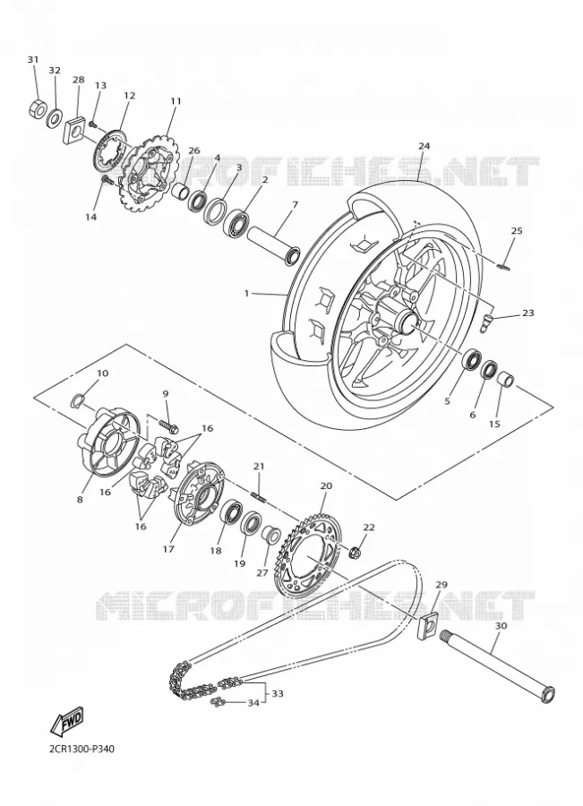 REAR WHEEL Yamaha MOTO 1000 2017 R1  YZF-R1