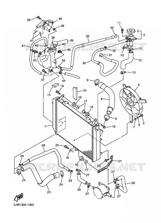 RADIATOR / HOSES Yamaha MOTO 1300 2001 FJR  FJR1300