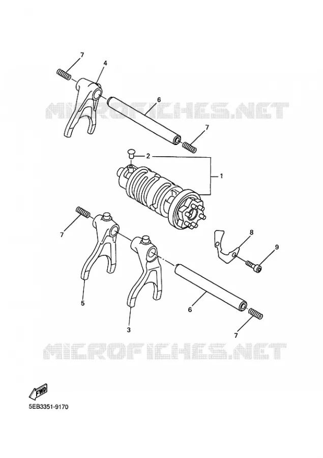 GEAR SHIFT SELECTOR DRUM / FORKS Yamaha MOTO 600 2001 R6  YZF-R6