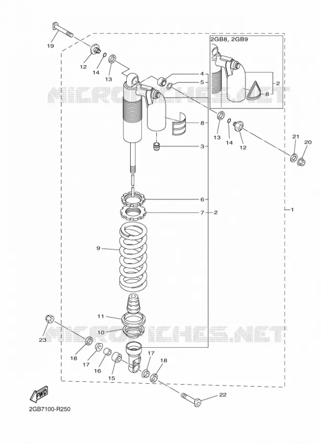REAR SHOCK ABSORBER Yamaha MOTO 250 2016 WRF  WR250F
