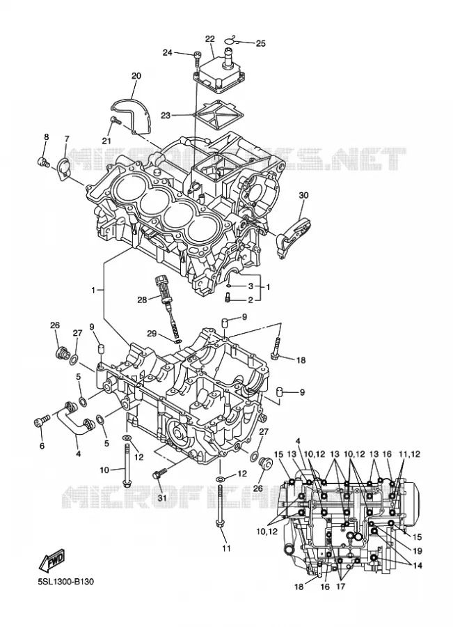 CRANKCASE Yamaha MOTO 600 2003 R6  YZF-R6