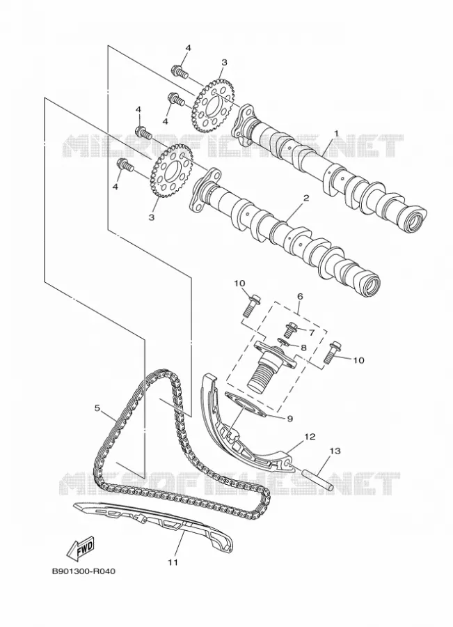 CAMSHAFT / TIMING CHAIN Yamaha MOTO 850 2016 XSR  MTM850