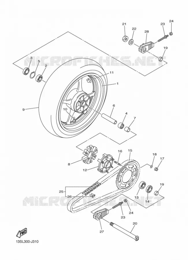 REAR WHEEL Yamaha MOTO 600 2010 R6  YZF-R6
