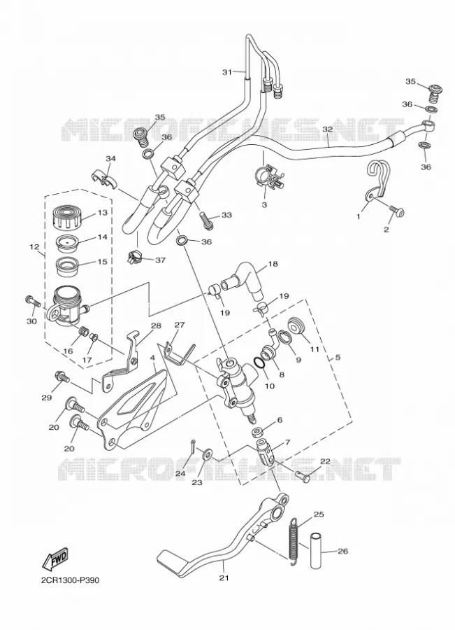 REAR BRAKE MASTER CYLINDER Yamaha MOTO 1000 2016 R1M  YZF-R1M