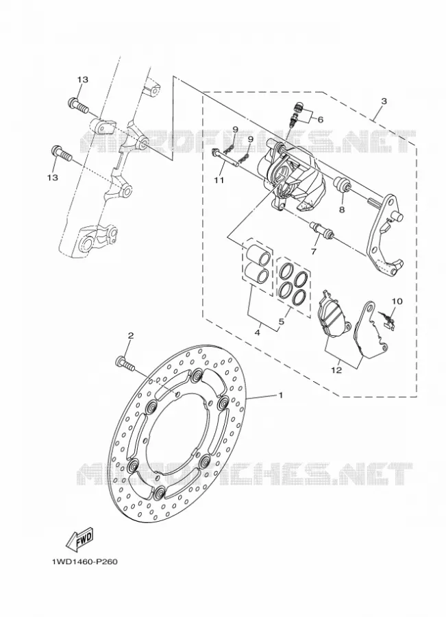 FRONT BRAKE CALIPER Yamaha MOTO 300 2016 R3  YZF-R3A