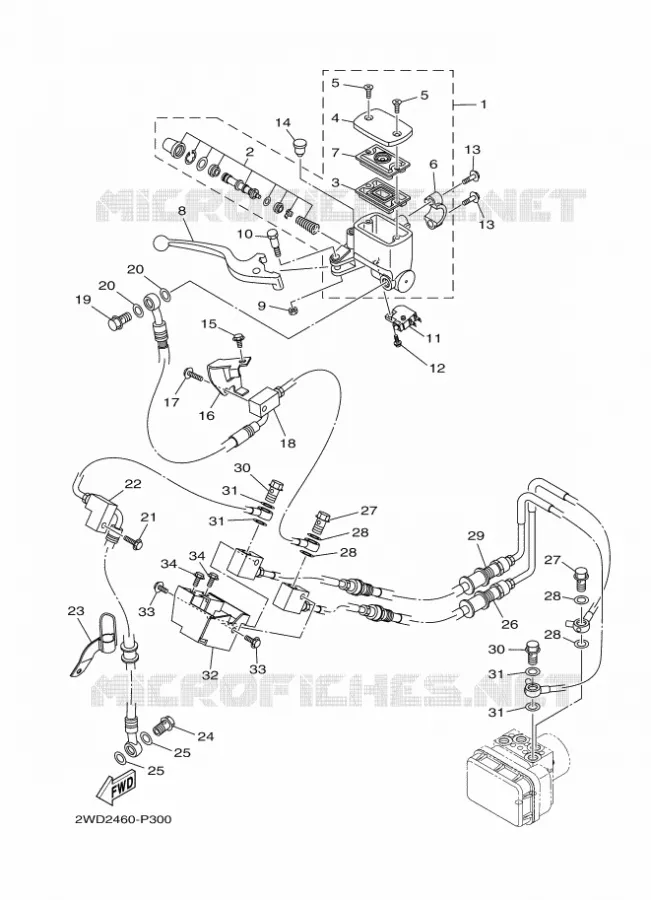FRONT BRAKE MASTER CYLINDER Yamaha MOTO 300 2016 R3  YZF-R3A
