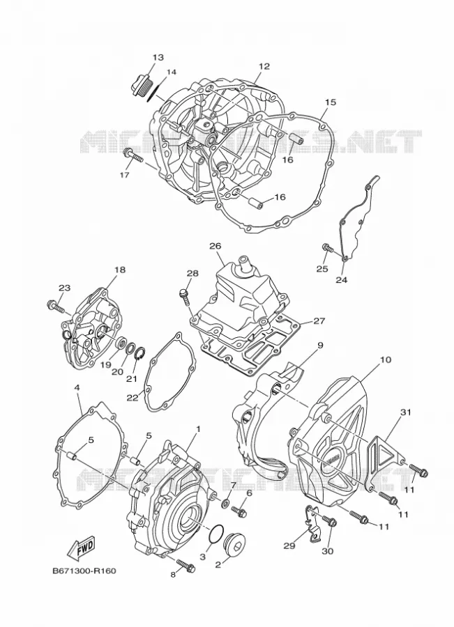 COVER - ENGINE 1 Yamaha MOTO 1000 2016 MT  MTN1000