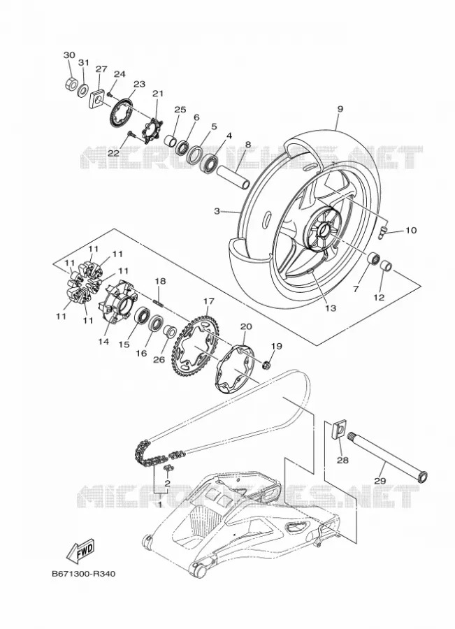 REAR WHEEL Yamaha MOTO 1000 2016 MT  MTN1000