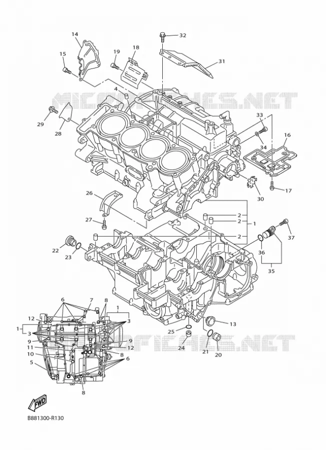 CRANKCASE Yamaha MOTO 1300 2016 FJR  FJR1300-A