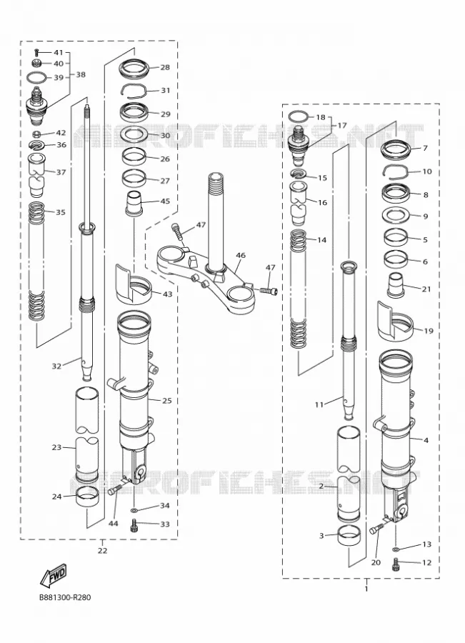 FRONT FORK Yamaha MOTO 1300 2016 FJR  FJR1300-A