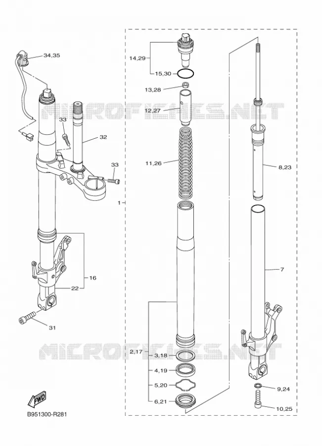 FRONT FORK Yamaha MOTO 1300 2016 FJR  FJR1300-AS