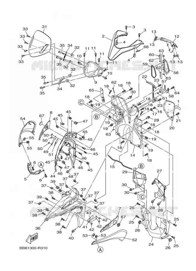 LEG SHIELD Yamaha SCOOTER 150 2016 TRICITY  MWS150-A