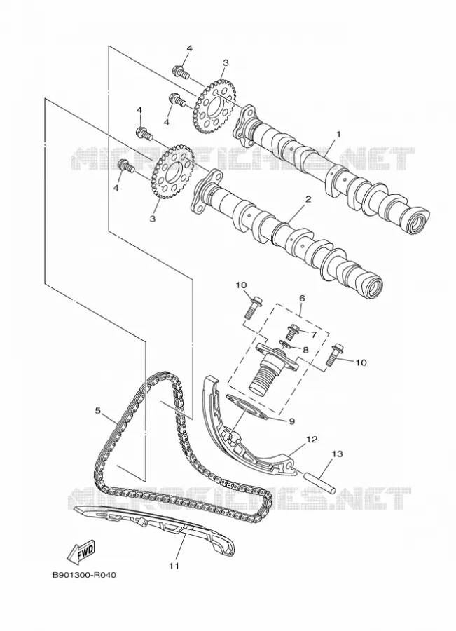 CAMSHAFT / TIMING CHAIN Yamaha MOTO 850 2017 MT  MTN850-A