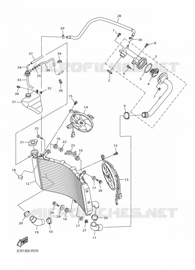 RADIATOR / HOSES Yamaha MOTO 1000 2015 YZF-R1  YZF-R1