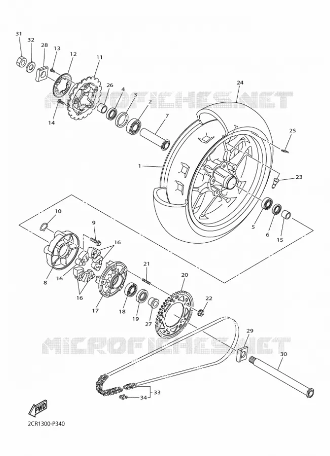 REAR WHEEL Yamaha MOTO 1000 2016 R1  YZF-R1