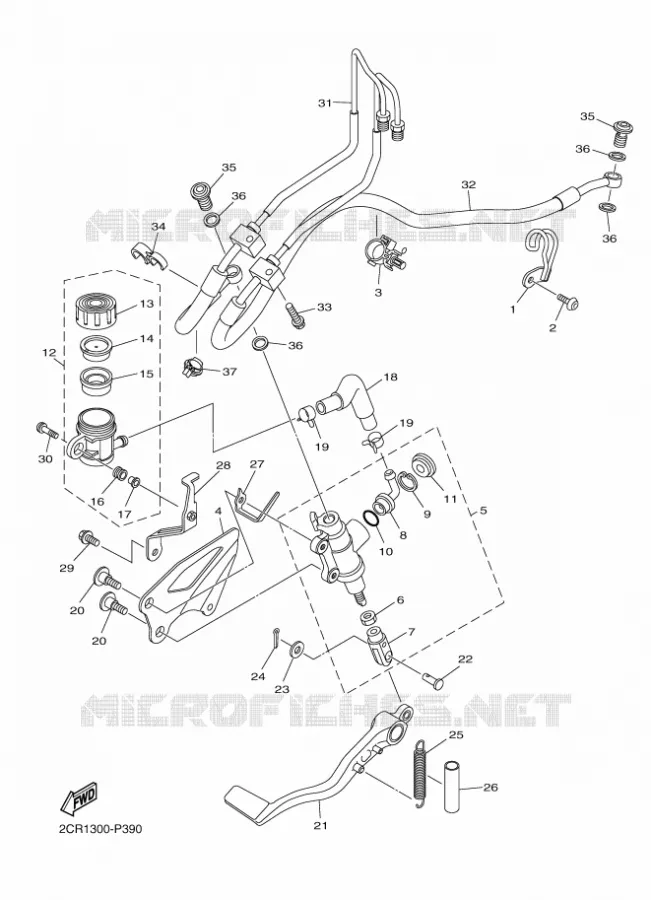 REAR BRAKE MASTER CYLINDER Yamaha MOTO 1000 2016 R1M  YZF-R1M